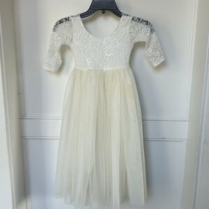 Girl Toddler Tulle Tutu Lace Back Party Flower Girl Full Length Dress